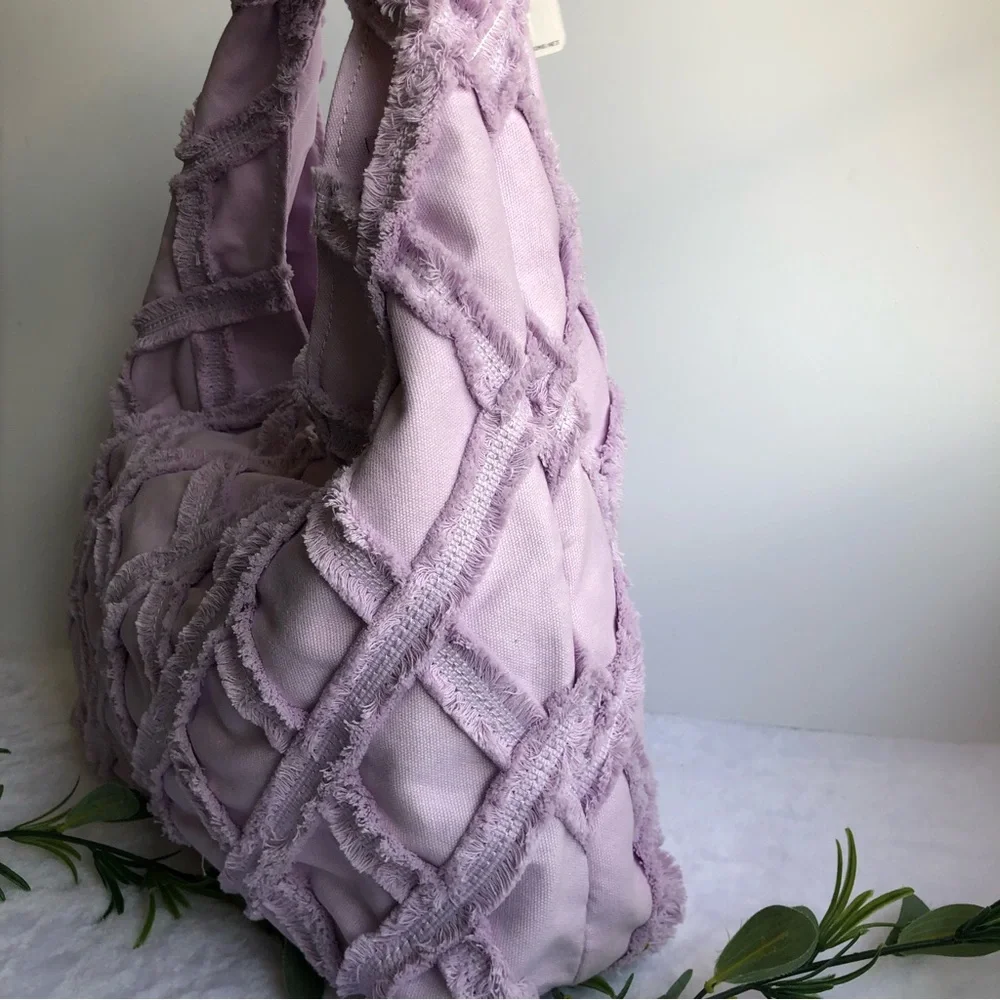 Urban Expressions Barbuda Cotton Hobo Shoulder Bag, Lavender, NWT